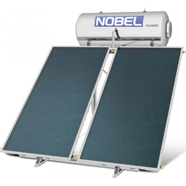 Ηλιακός θερμοσίφωνας NOBEL Classic  300lt/5.2τμ - Glass - Επιλεκτικός - Διπλής Ενέργειας - Βάση Ταράτσας 